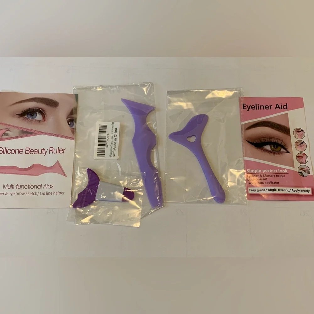 3 PCS Multifunctional Beauty Tools Eyeliner Brow Lip Guide Face Cream Applicator